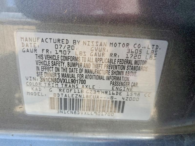 Продаж на аукціоні авто 2020 Nissan Versa, vin: 3N1CN8DVXLL901700, номер лоту: 58280106