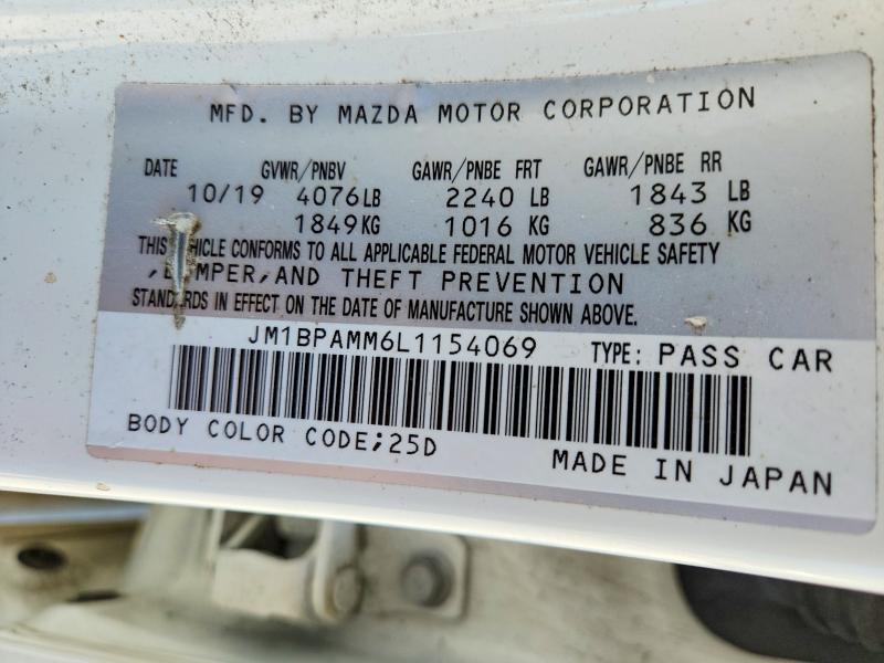Продажа на аукционе авто 2020 Mazda 3, vin: JM1BPAMM6L1154069, номер лота: 57229926