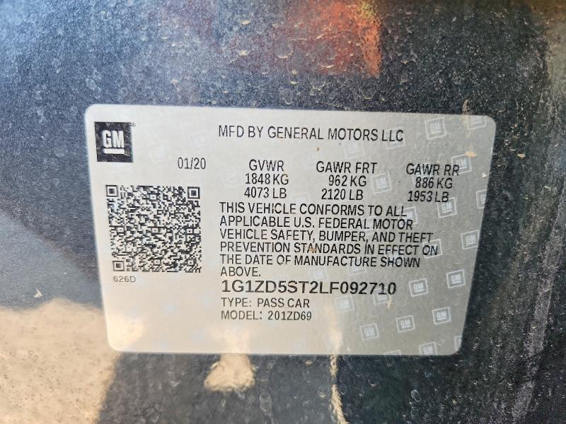 Продажа на аукционе авто 2020 Chevrolet Malibu, vin: 1G1ZD5ST2LF092710, номер лота: 57432706