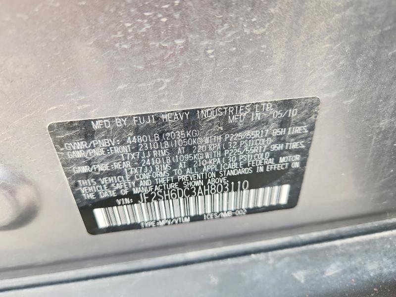 Aukcja sprzedaży 2010 Subaru Forester, vin: JF2SH6DC3AH803110, numer aukcji: 55649936