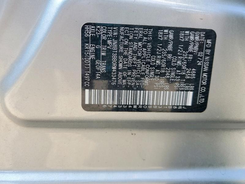 55892856 :رقم المزاد ، JN8BT3BB0RW433476 vin ، 2024 Nissan Rogue مزاد بيع