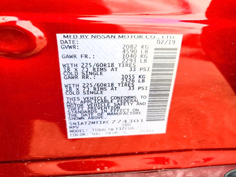 Aukcja sprzedaży 2019 Nissan Rogue, vin: 5N1AT2MT1KC774301, numer aukcji: 56401946