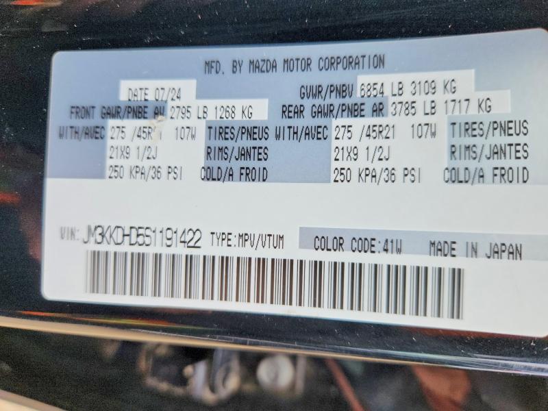 Продажа на аукционе авто 2025 Mazda Cx-90, vin: JM3KKDHD5S1191422, номер лота: 56995176