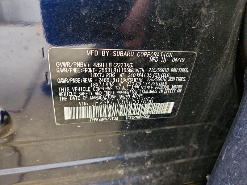 Aukcja sprzedaży 2019 Subaru Forester, vin: JF2SKAJC6KH537656, numer aukcji: 56248596