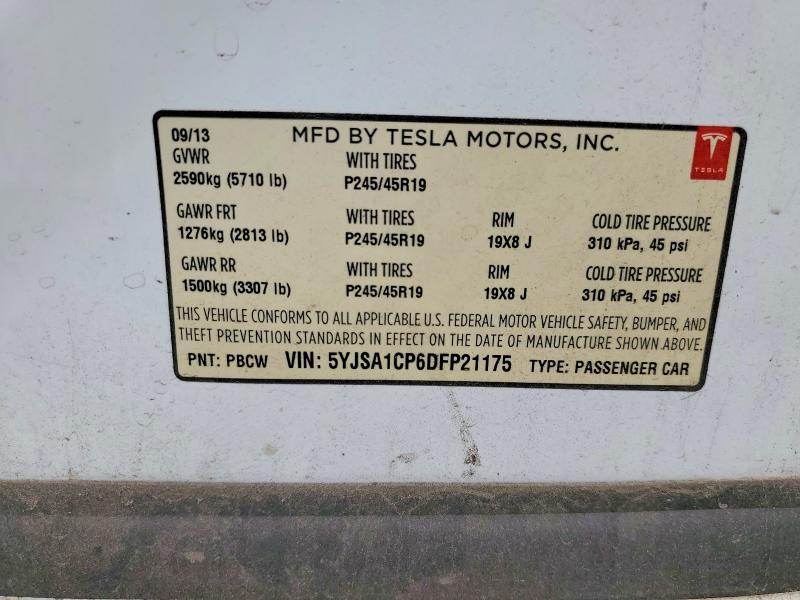 Продажа на аукционе авто 2013 Tesla Model S, vin: 5YJSA1CP6DFP21175, номер лота: 58428206
