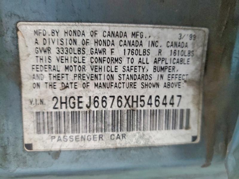 57422016 :رقم المزاد ، 2HGEJ6676XH546447 vin ، 1999 Honda Civic مزاد بيع