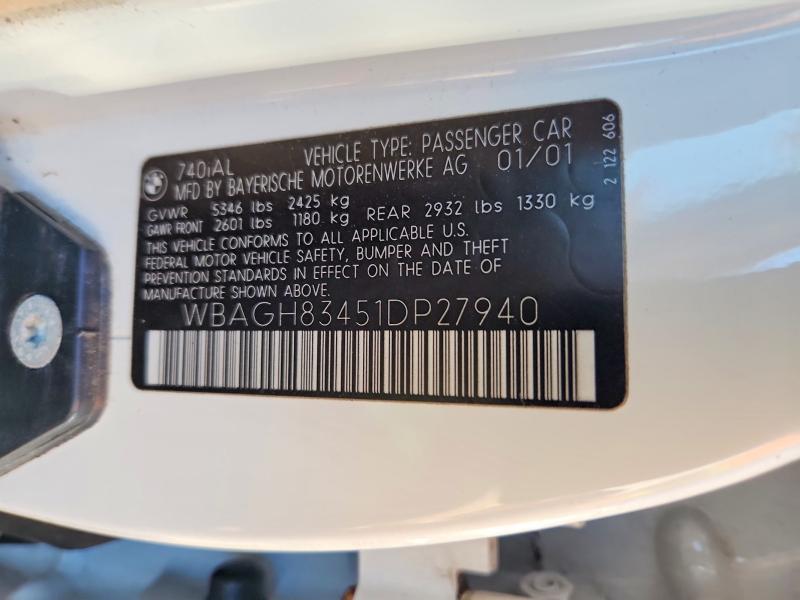 Продажа на аукционе авто 2001 Bmw 740, vin: WBAGH83451DP27940, номер лота: 57703926
