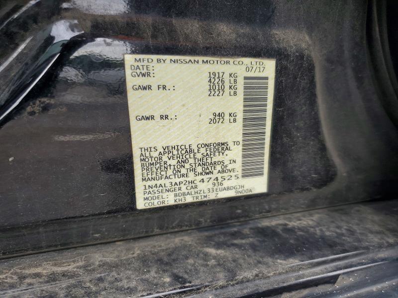 Продаж на аукціоні авто 2017 Nissan Altima, vin: 1N4AL3AP2HC474525, номер лоту: 58750746