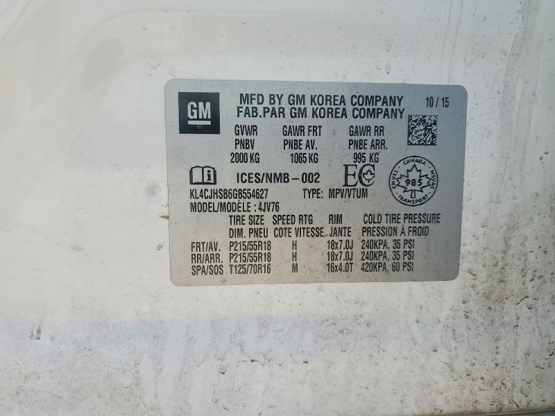 Продажа на аукционе авто 2016 Buick Encore, vin: KL4CJHSB6GB554627, номер лота: 57428536