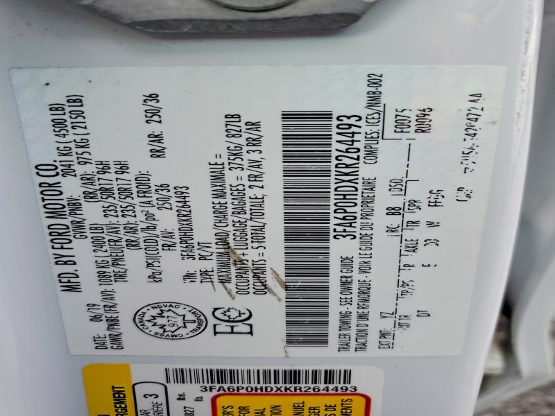 Продажа на аукционе авто 2019 Ford Fusion, vin: 3FA6P0HDXKR264493, номер лота: 56697886