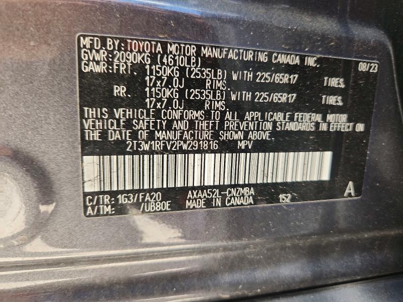 Продаж на аукціоні авто 2023 Toyota Rav4, vin: 2T3W1RFV2PW291816, номер лоту: 58377576