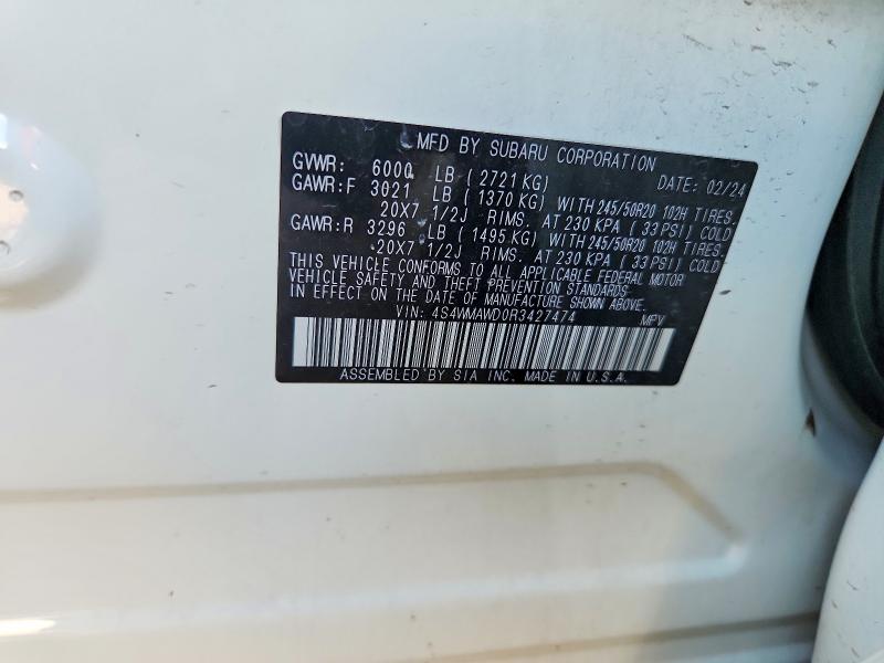 2024 Subaru Ascent W/ey Onyx მანქანა იყიდება აუქციონზე, vin: 4S4WMAWD0R3427474, აუქციონის ნომერი: 57899376
