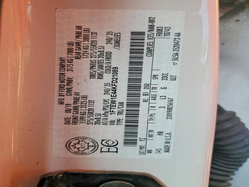 Auction sale of the 2019 Ford F150, vin: 1FTEW1E44KFD21089, lot number: 55638406