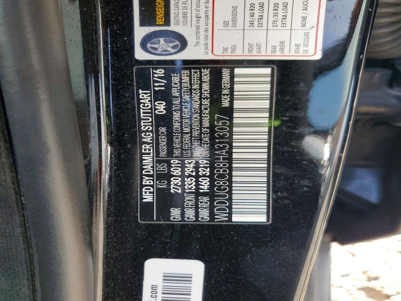 57938146 :رقم المزاد ، WDDUG8CB8HA313057 vin ، 2017 Mercedes-benz S مزاد بيع