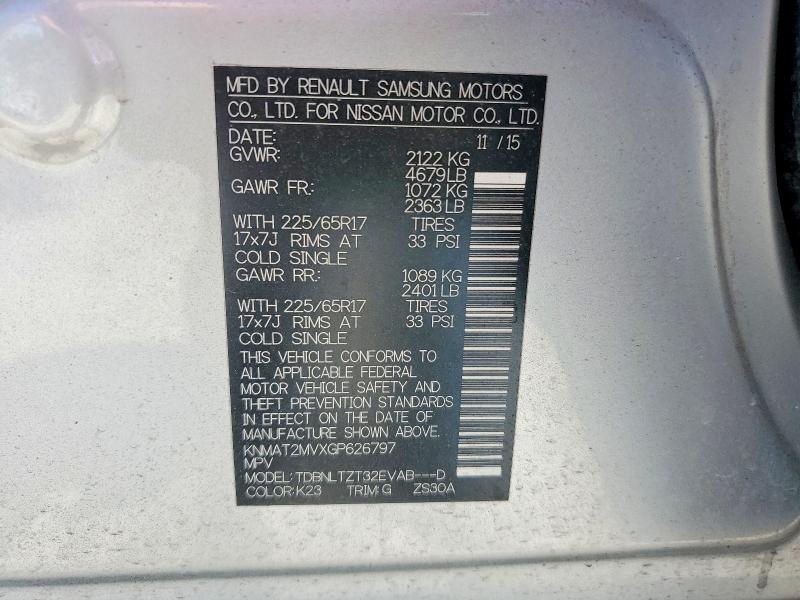 Продажа на аукционе авто 2016 Nissan Rogue, vin: KNMAT2MVXGP626797, номер лота: 58304996