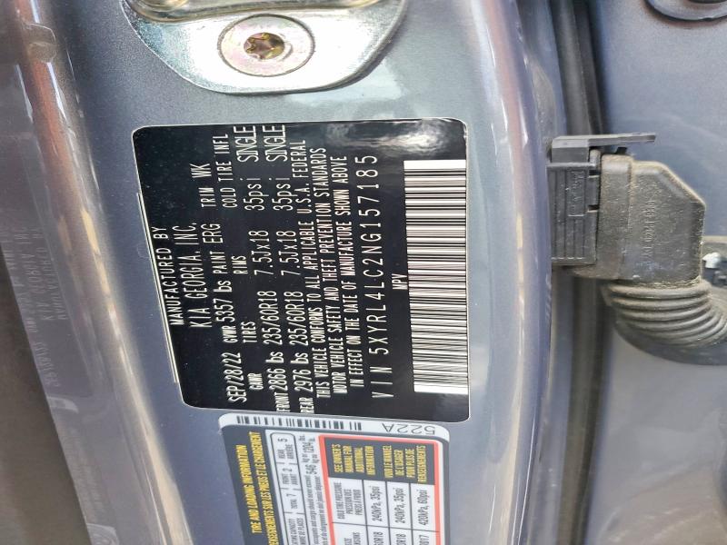 57315536 :رقم المزاد ، 5XYRL4LC2NG157185 vin ، 2022 Kia Sorento مزاد بيع