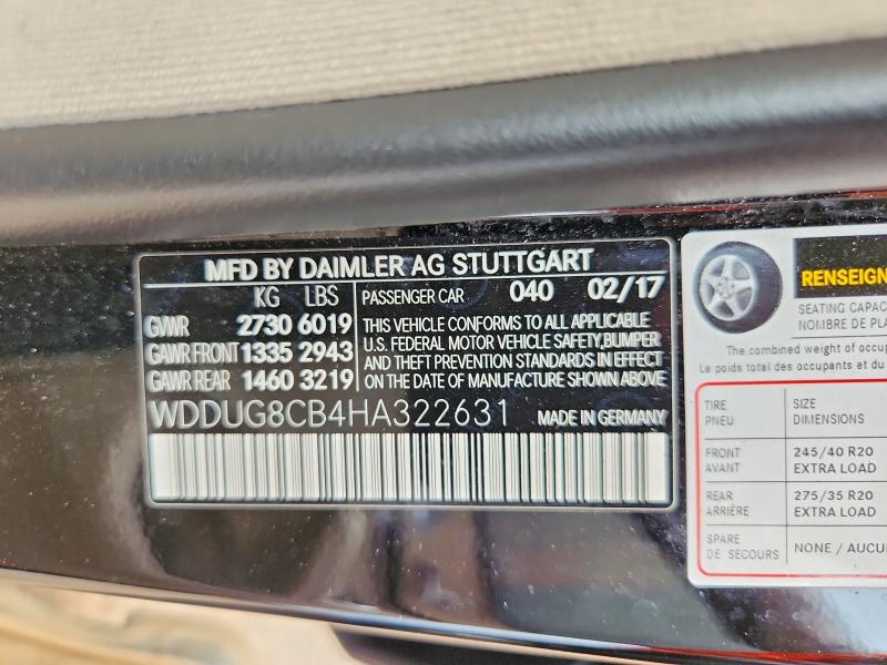 Aukcja sprzedaży 2017 Mercedes-benz S, vin: WDDUG8CB4HA322631, numer aukcji: 55719046