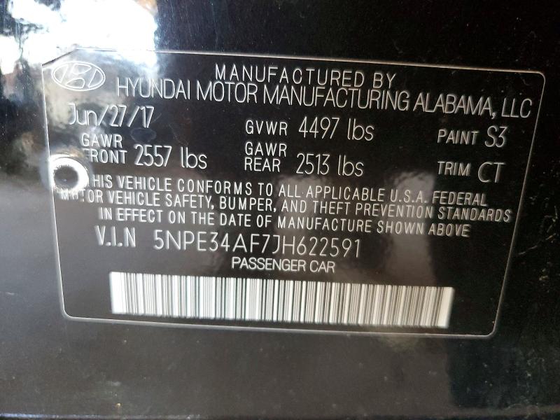 59288796 :رقم المزاد ، 5NPE34AF7JH622591 vin ، 2018 Hyundai Sonata مزاد بيع