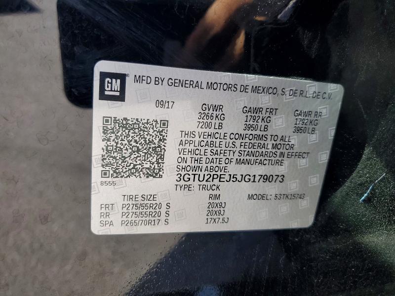 57586316 :رقم المزاد ، 3GTU2PEJ5JG179073 vin ، 2018 Gmc Sierra مزاد بيع