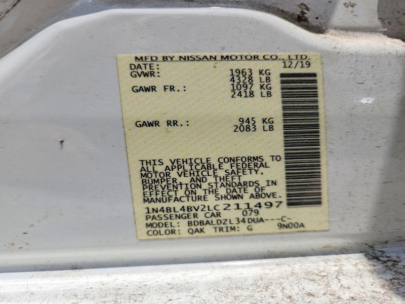 Продаж на аукціоні авто 2020 Nissan Altima, vin: 1N4BL4BV2LC211497, номер лоту: 57406996