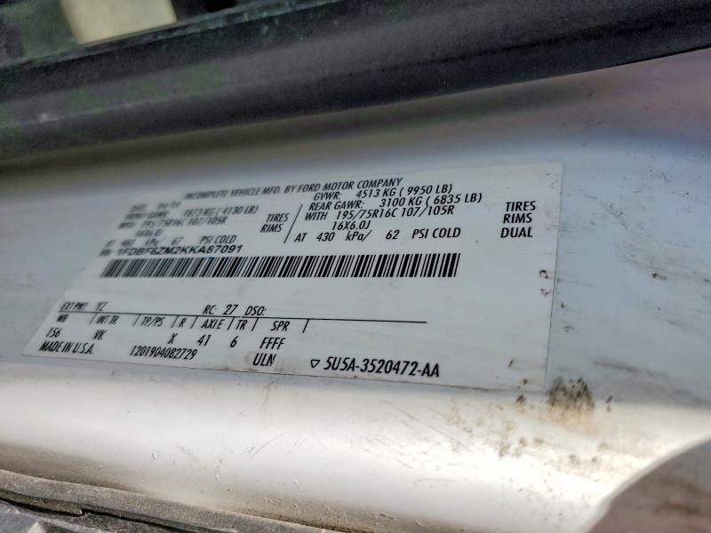 Aukcja sprzedaży 2019 Ford Transit, vin: 1FDBF8ZM2KKA87091, numer aukcji: 55193566