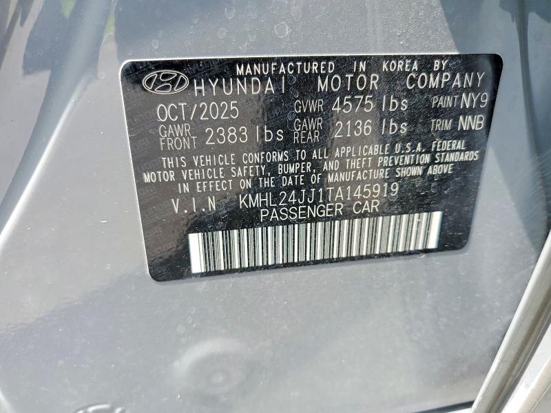 2026 Hyundai Sonata Hybrid მანქანა იყიდება აუქციონზე, vin: KMHL24JJ1TA145919, აუქციონის ნომერი: 56337096