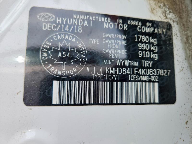 Продажа на аукционе авто 2019 Hyundai Elantra, vin: KMHD84LF4KU837827, номер лота: 53015556
