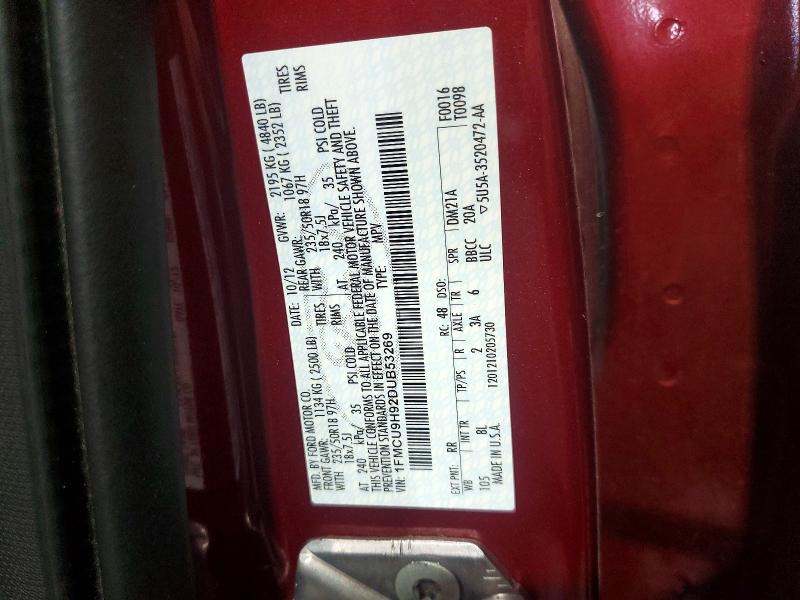 2013 Ford Escape მანქანა იყიდება აუქციონზე, vin: 1FMCU9H92DUB53269, აუქციონის ნომერი: 55686276