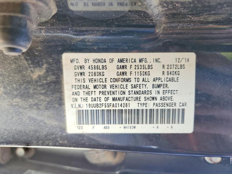 2015 Acura Tlx მანქანა იყიდება აუქციონზე, vin: 19UUB2F55FA014281, აუქციონის ნომერი: 58747306