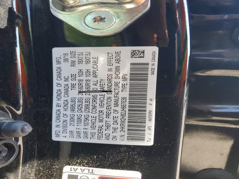 56294366 :رقم المزاد ، 2HKRW2H82JH667636 vin ، 2018 Honda Cr-v مزاد بيع