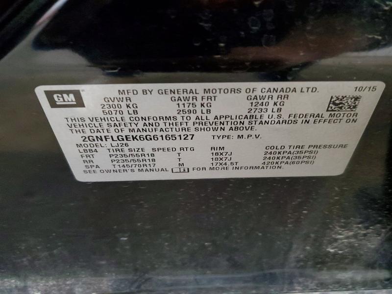 Aukcja sprzedaży 2016 Chevrolet Equinox, vin: 2GNFLGEK6G6165127, numer aukcji: 58126116