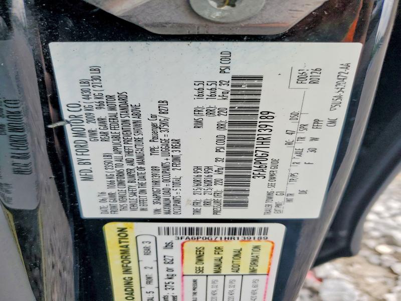 56999026 :رقم المزاد ، 3FA6P0G71HR139189 vin ، 2017 Ford Fusion مزاد بيع