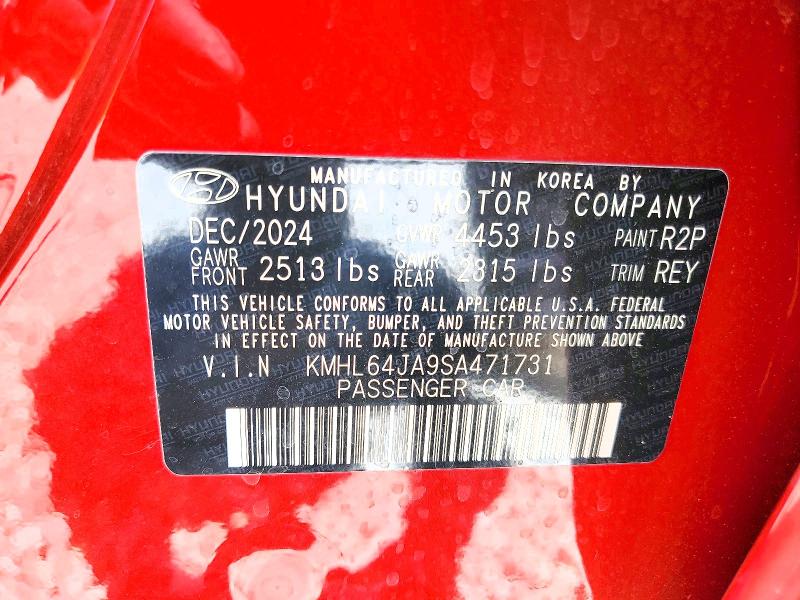 56154016 :رقم المزاد ، KMHL64JA9SA471731 vin ، 2025 Hyundai Sonata مزاد بيع
