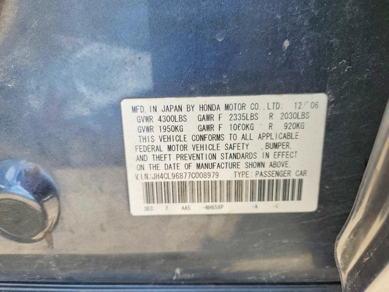 Продаж на аукціоні авто 2007 Acura Tsx, vin: JH4CL96877C008979, номер лоту: 57624176