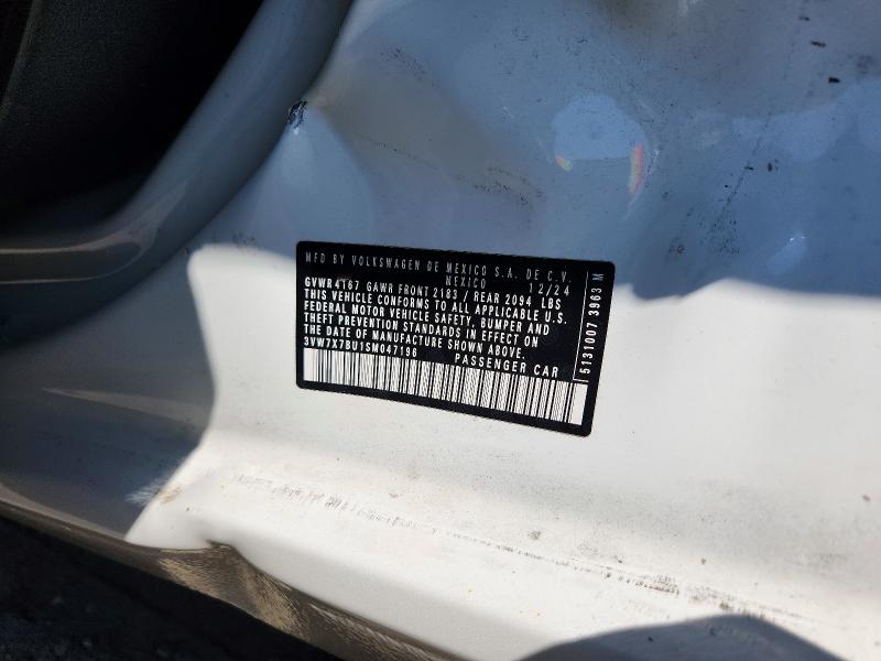 2025 Volkswagen Jetta მანქანა იყიდება აუქციონზე, vin: 3VW7X7BU1SM047196, აუქციონის ნომერი: 58963436