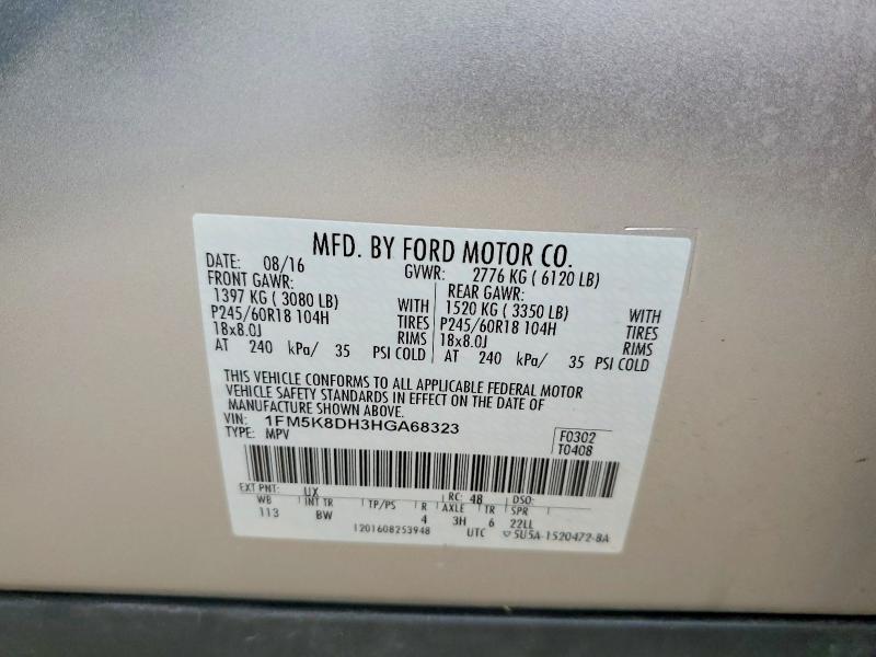 Продаж на аукціоні авто 2017 Ford Explorer, vin: 1FM5K8DH3HGA68323, номер лоту: 55954596