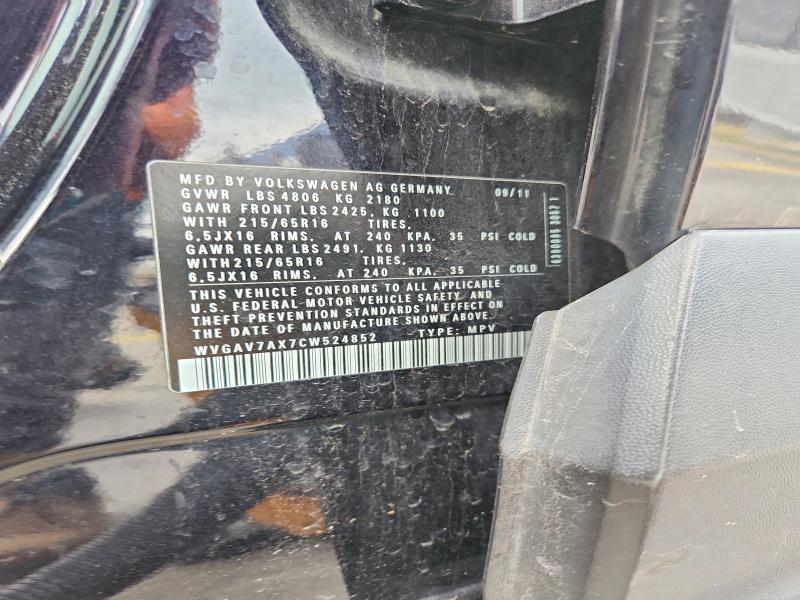 59005496 :رقم المزاد ، WVGAV7AX7CW524852 vin ، 2012 Volkswagen Tiguan مزاد بيع