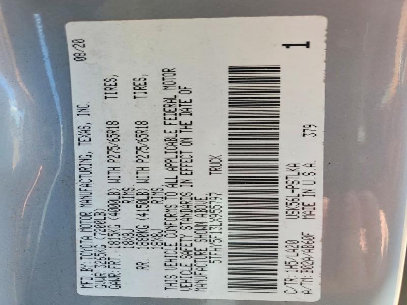 Aukcja sprzedaży 2020 Toyota Tundra, vin: 5TFHY5F13LX955797, numer aukcji: 57810776