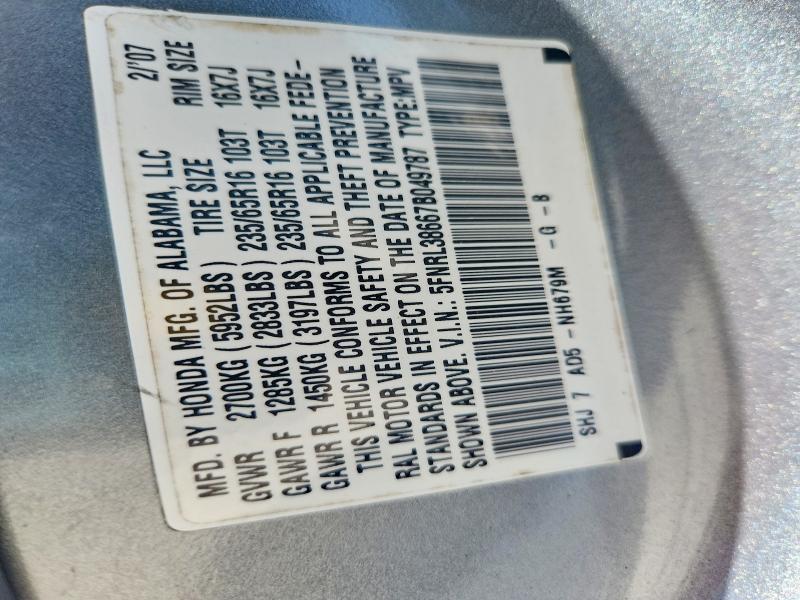 Продаж на аукціоні авто 2007 Honda Odyssey, vin: 5FNRL38667B049787, номер лоту: 55358926