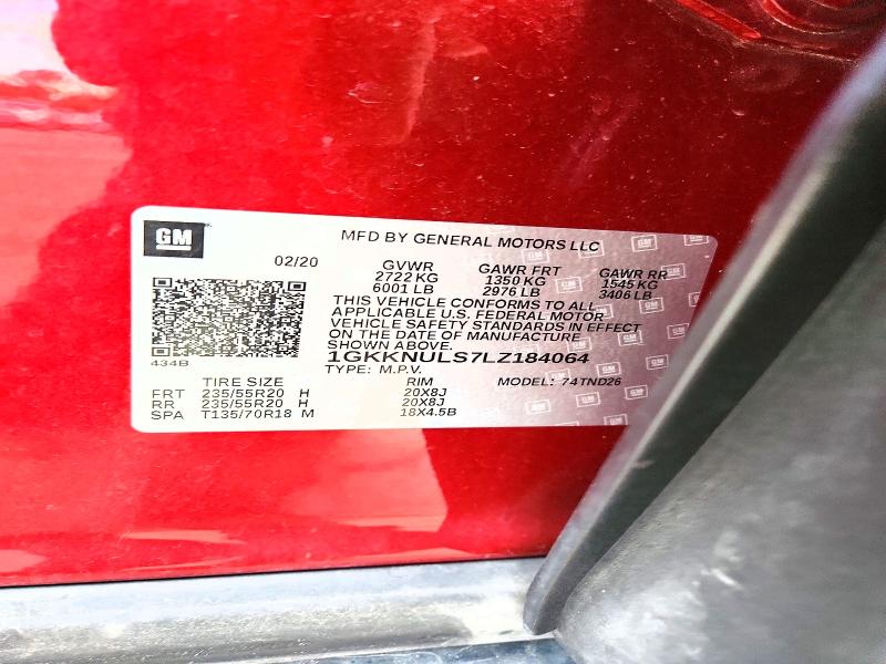 Продажа на аукционе авто 2020 Gmc Acadia, vin: 1GKKNULS7LZ184064, номер лота: 58380206