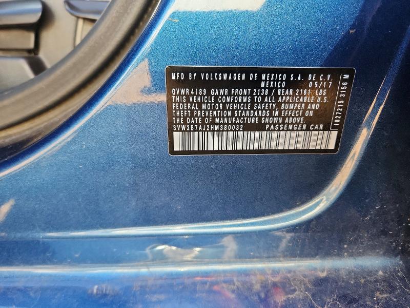 Продаж на аукціоні авто 2017 Volkswagen Jetta, vin: 3VW2B7AJ2HM380032, номер лоту: 55444516