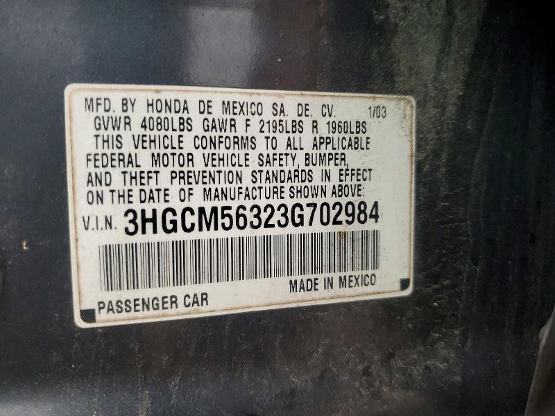 Продажа на аукционе авто 2003 Honda Accord, vin: 3HGCM56323G702984, номер лота: 57356406
