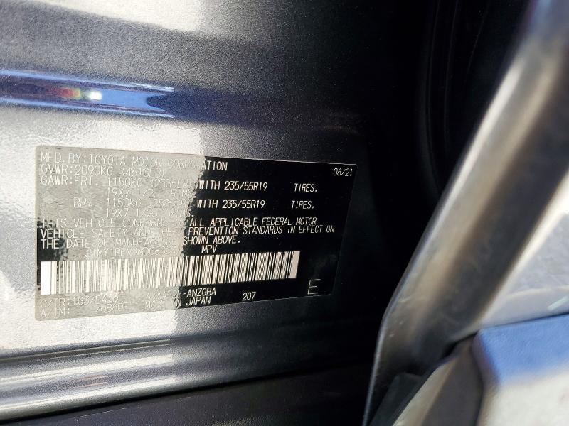 58949016 :رقم المزاد ، JTMY1RFV9MD080341 vin ، 2021 Toyota Rav4 مزاد بيع