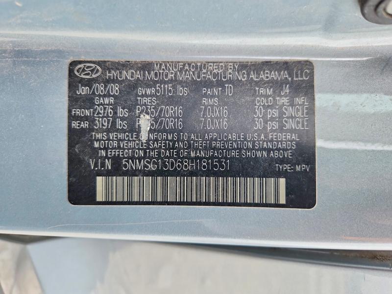 57265566 :رقم المزاد ، 5NMSG13D68H181531 vin ، 2008 Hyundai Santa Fe مزاد بيع