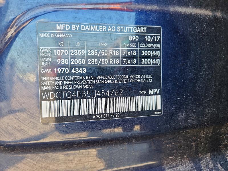 56821796 :رقم المزاد ، WDCTG4EB5JJ454762 vin ، 2018 Mercedes-benz Gla مزاد بيع