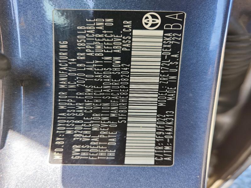 Продажа на аукционе авто 2014 Toyota Corolla, vin: 5YFBURHE8EP082042, номер лота: 56330826