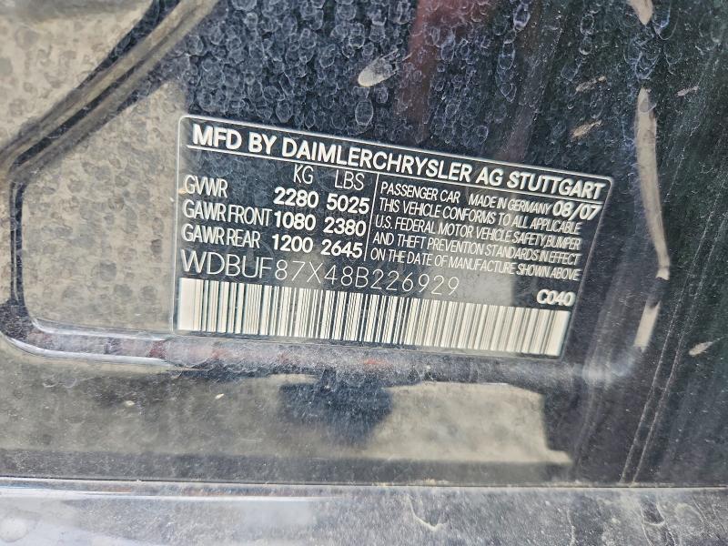 2008 Mercedes-benz E მანქანა იყიდება აუქციონზე, vin: WDBUF87X48B226929, აუქციონის ნომერი: 55595876