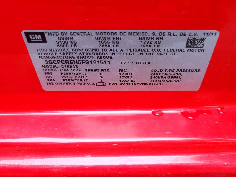 Продажа на аукционе авто 2015 Chevrolet Silverado, vin: 3GCPCREH5FG191511, номер лота: 57552626