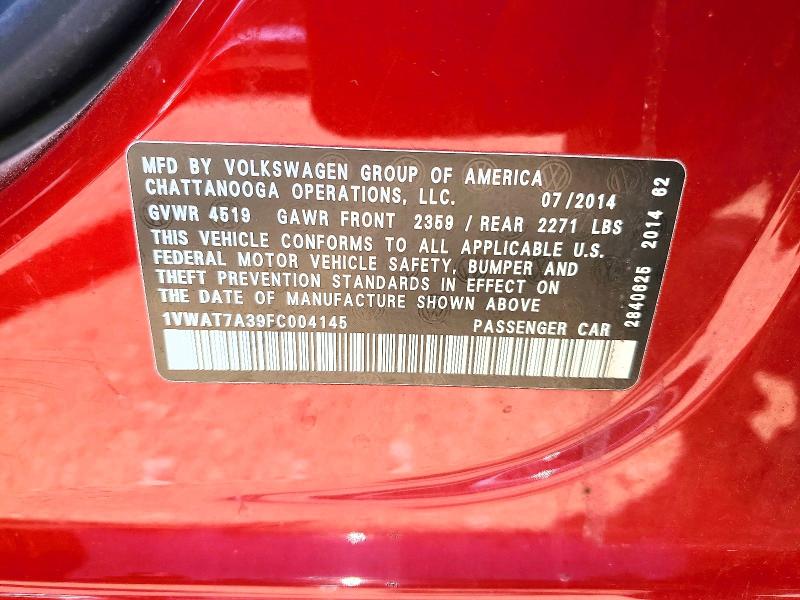 Aukcja sprzedaży 2015 Volkswagen Passat, vin: 1VWAT7A39FC004145, numer aukcji: 56860726