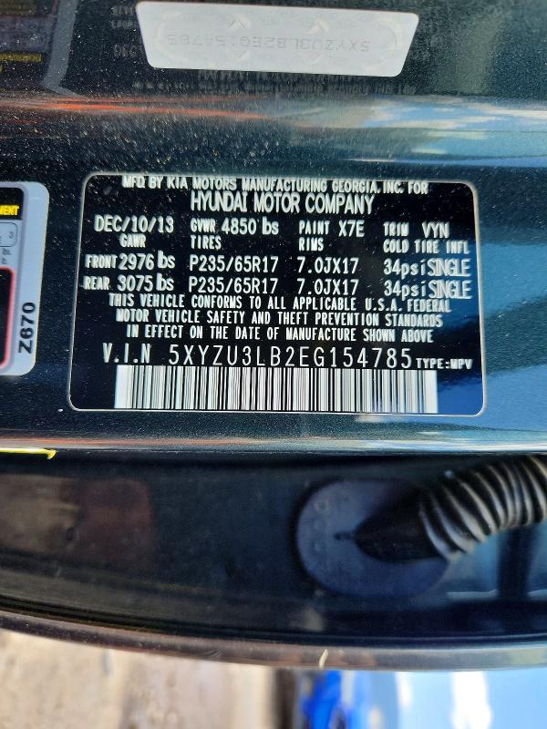 56132096 :رقم المزاد ، 5XYZU3LB2EG154785 vin ، 2014 Hyundai Santa Fe Sport مزاد بيع